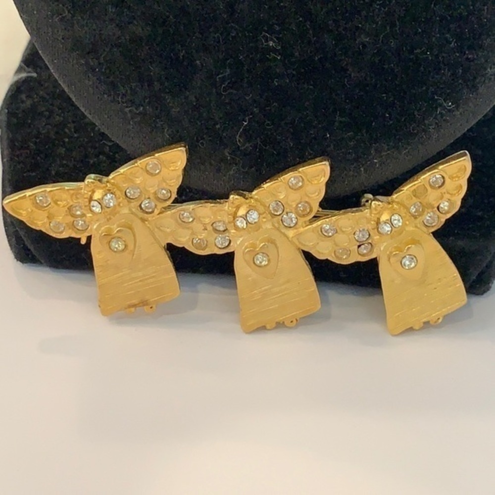 💐5/25 triple angle gold tone rhinestone crystal